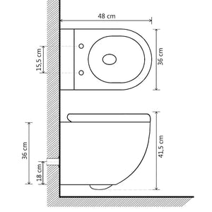 vidaXL Rimless Wall-Mounted Toilet with Bidet Function Ceramic White