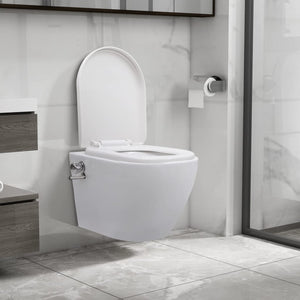 vidaXL Rimless Wall-Mounted Toilet with Bidet Function Ceramic White