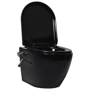 vidaXL Rimless Wall-Mounted Toilet with Bidet Function Ceramic Black