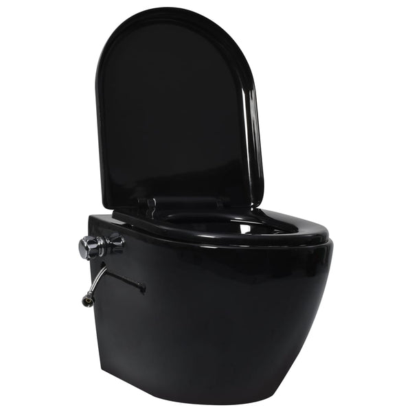 vidaXL Rimless Wall-Mounted Toilet with Bidet Function Ceramic Black