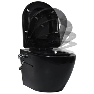vidaXL Rimless Wall-Mounted Toilet with Bidet Function Ceramic Black