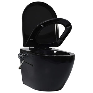 vidaXL Rimless Wall-Mounted Toilet with Bidet Function Ceramic Black