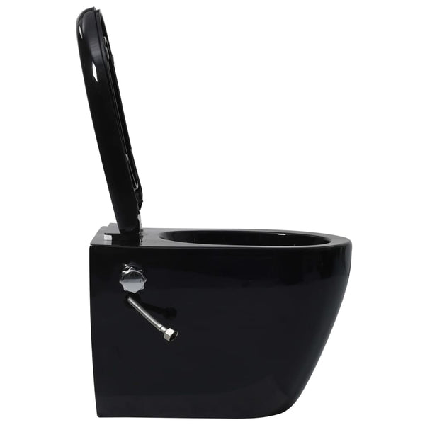 vidaXL Rimless Wall-Mounted Toilet with Bidet Function Ceramic Black