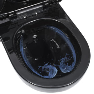 vidaXL Rimless Wall-Mounted Toilet with Bidet Function Ceramic Black