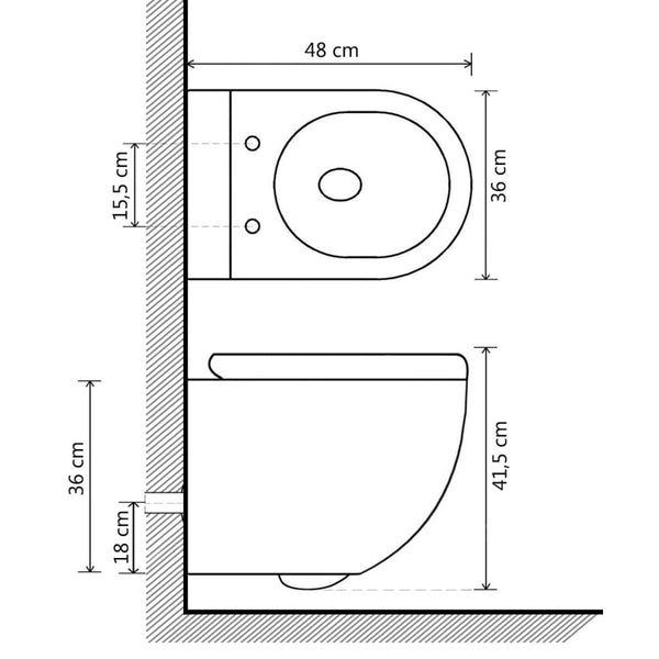 vidaXL Rimless Wall-Mounted Toilet with Bidet Function Ceramic Black
