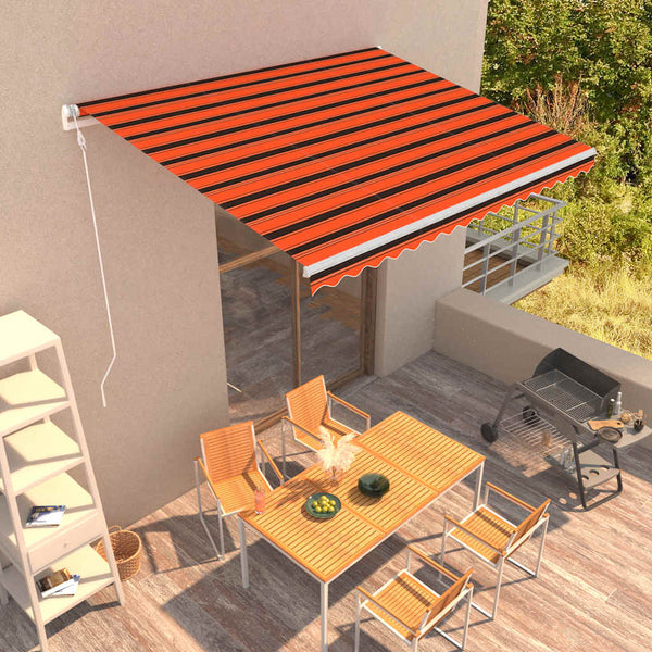 vidaXL Retractable Awning 400x300 cm Orange and Brown