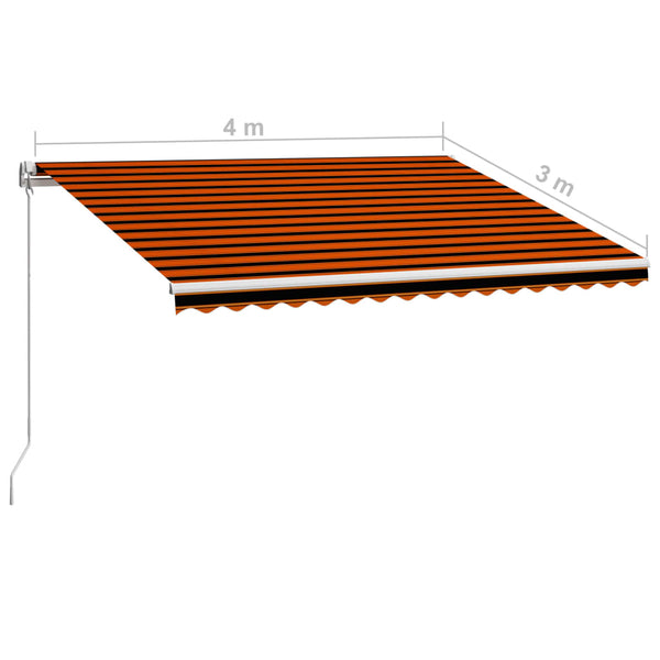 vidaXL Manual Retractable Awning 400 x 300 cm Orange and Brown