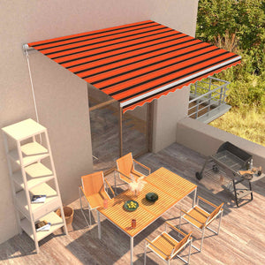 vidaXL Manual Retractable Awning 400 x 300 cm Orange and Brown