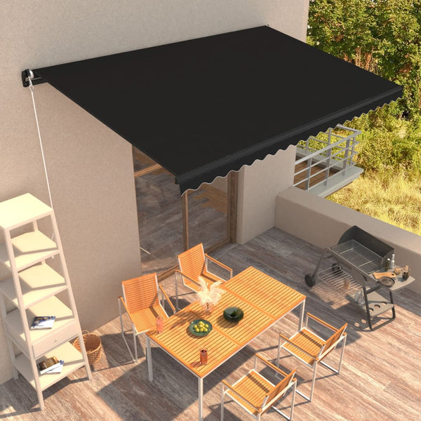 vidaXL Retractable Awning Manual 450 x 300 cm Anthracite