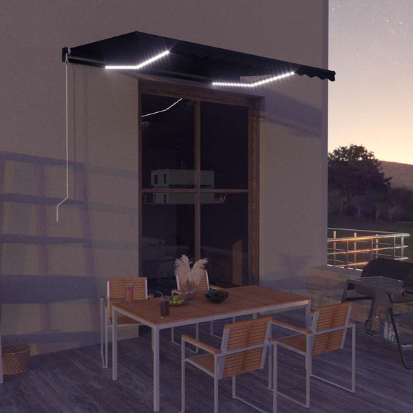 vidaXL Manual Retractable Awning with LED 350x250 cm Anthracite