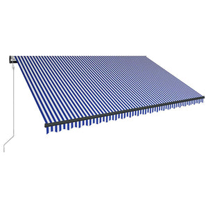 vidaXL Awning with Wind Sensor & LED 500x300cm Blue and White