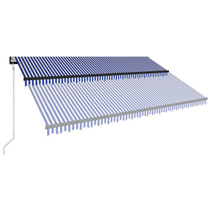 vidaXL Awning with Wind Sensor & LED 500x300cm Blue and White
