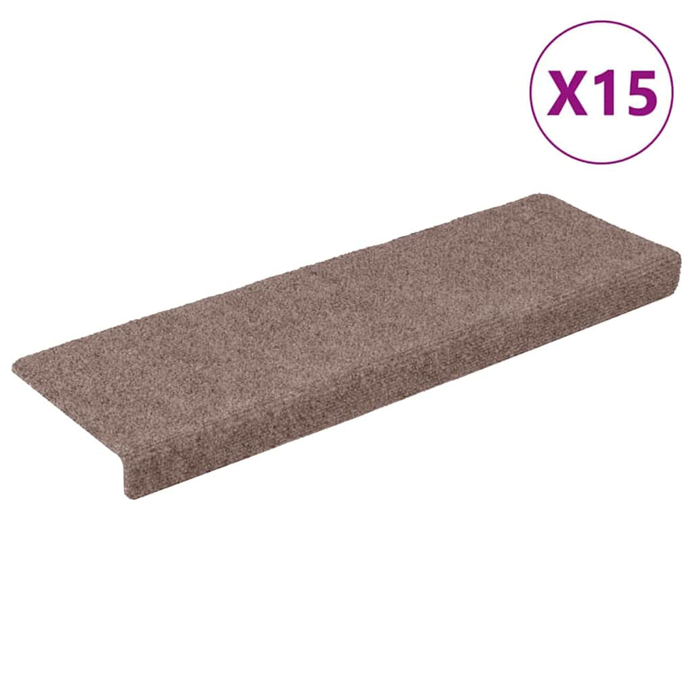 vidaXL Self-Adhesive Stair Mats 15 pcs. 65x21x4 cm Light Brown Rectangular Edge