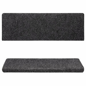 vidaXL Self-Adhesive Stair Mats 15 pcs. 65x21x4 cm Dark Grey Rectangular Edge
