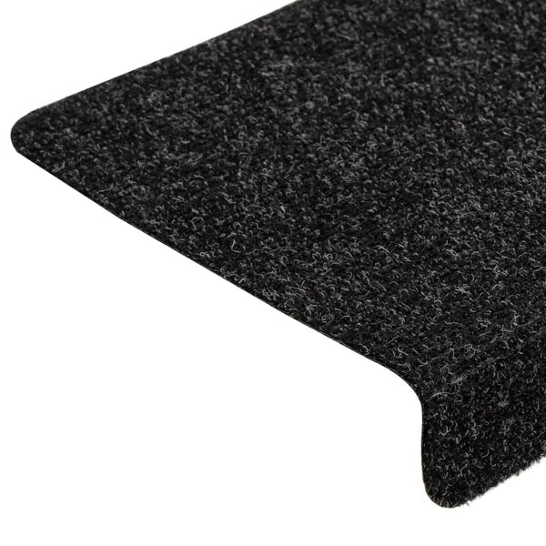 vidaXL Stair Mats Self-Adhesive 15 pcs. 65x21x4 cm Black Rectangular Edge