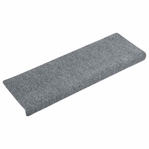 vidaXL Self-Adhesive Stair Mats 15 pcs. 65x21x4 cm Light Grey Rectangular Edge