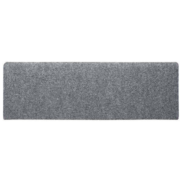 vidaXL Self-Adhesive Stair Mats 15 pcs. 65x21x4 cm Light Grey Rectangular Edge