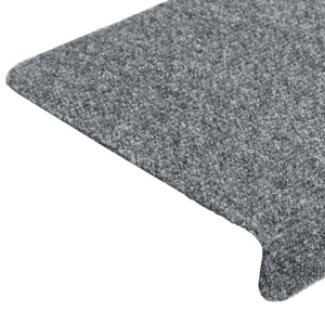 vidaXL Self-Adhesive Stair Mats 15 pcs. 65x21x4 cm Light Grey Rectangular Edge