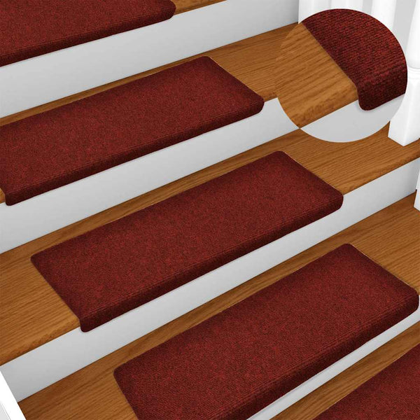vidaXL Self-Adhesive Stair Mats 15 pcs. 65x21x4 cm Burgundy Rectangular Edge