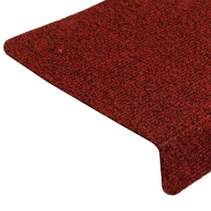 vidaXL Self-Adhesive Stair Mats 15 pcs. 65x21x4 cm Burgundy Rectangular Edge