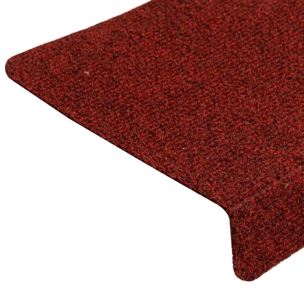 vidaXL Self-Adhesive Stair Mats 15 pcs. 65x21x4 cm Burgundy Rectangular Edge