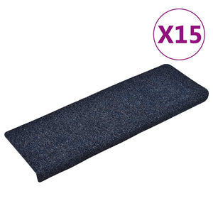 vidaXL Self-Adhesive Stair Mats 15 pcs. 65x21x4 cm Blue Rectangular Edge