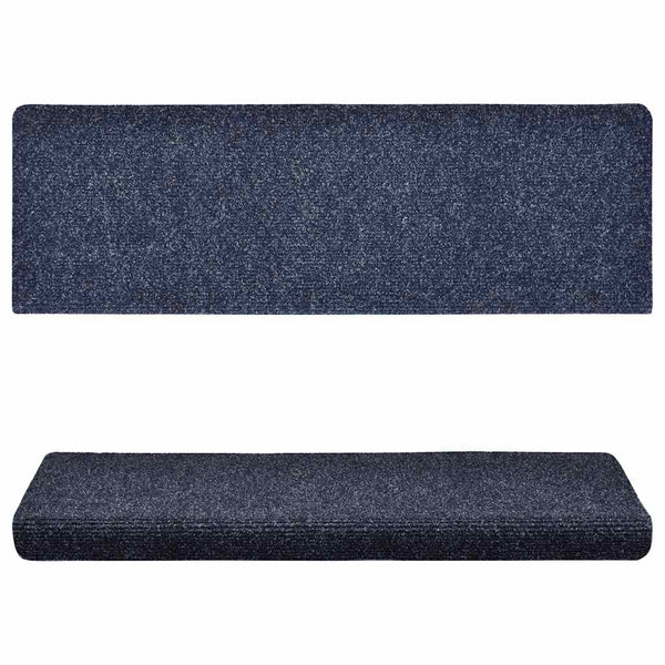 vidaXL Self-Adhesive Stair Mats 15 pcs. 65x21x4 cm Blue Rectangular Edge