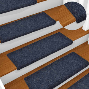 vidaXL Self-Adhesive Stair Mats 15 pcs. 65x21x4 cm Blue Rectangular Edge