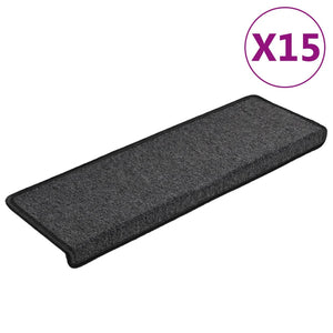 vidaXL Stair Mats 15 pcs. 65x21x4 cm Anthracite Rectangular Edge