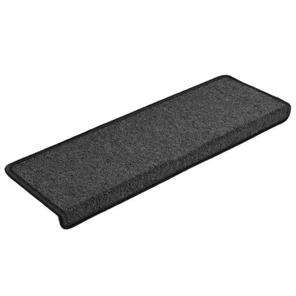 vidaXL Stair Mats 15 pcs. 65x21x4 cm Anthracite Rectangular Edge