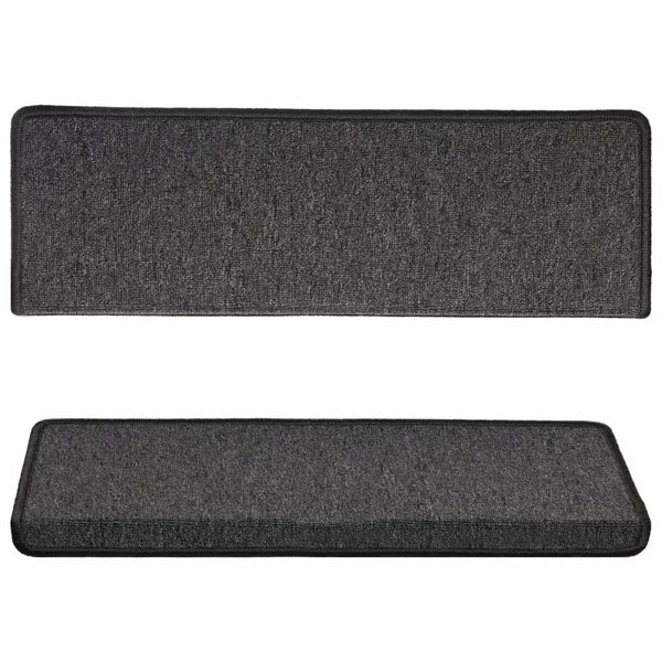 vidaXL Stair Mats 15 pcs. 65x21x4 cm Anthracite Rectangular Edge