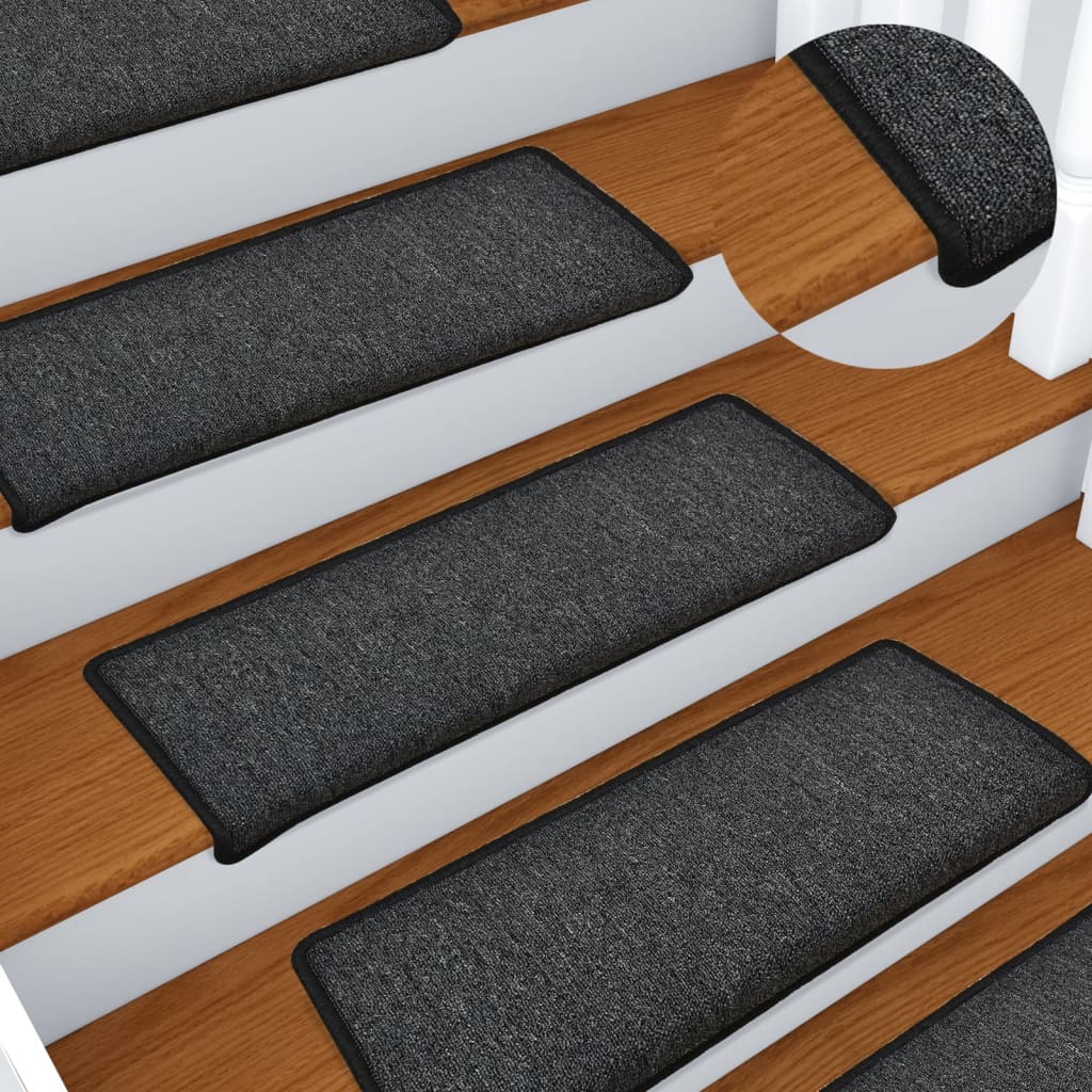 vidaXL Stair Mats 15 pcs. 65x21x4 cm Anthracite Rectangular Edge