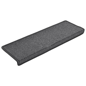 vidaXL Stair Mats 15 pcs. 65x21x4 cm Dark Grey Rectangular Edge