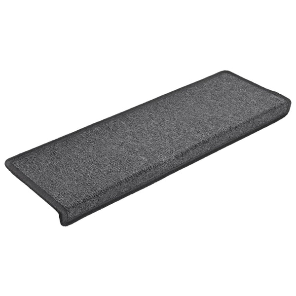 vidaXL Stair Mats 15 pcs. 65x21x4 cm Dark Grey Rectangular Edge