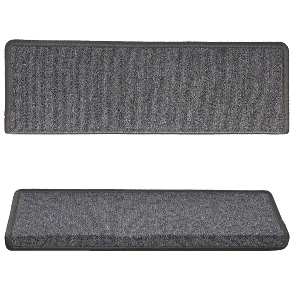 vidaXL Stair Mats 15 pcs. 65x21x4 cm Dark Grey Rectangular Edge