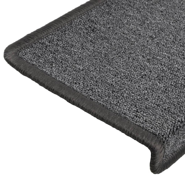 vidaXL Stair Mats 15 pcs. 65x21x4 cm Dark Grey Rectangular Edge