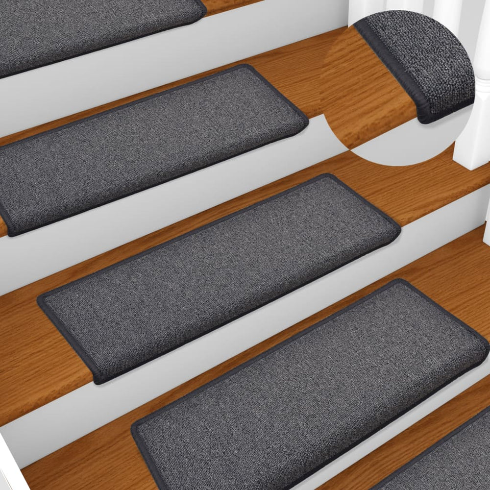 vidaXL Stair Mats 15 pcs. 65x21x4 cm Dark Grey Rectangular Edge