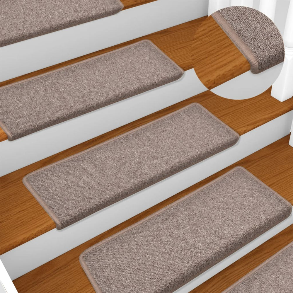 vidaXL Stair Mats 15 pcs. 65x21x4 cm Light Brown Rectangular Edge
