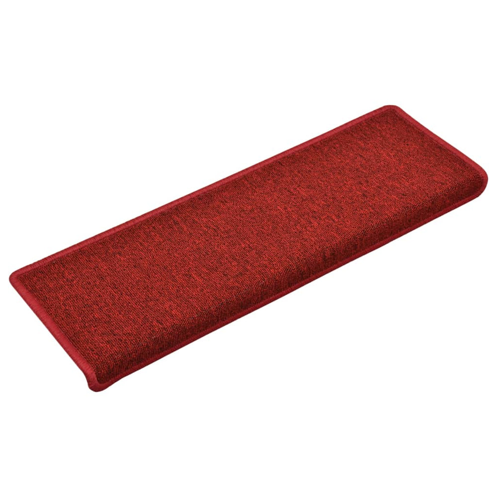 vidaXL Stair Mats 15 pcs. 65x21x4 cm Red Rectangular Edge