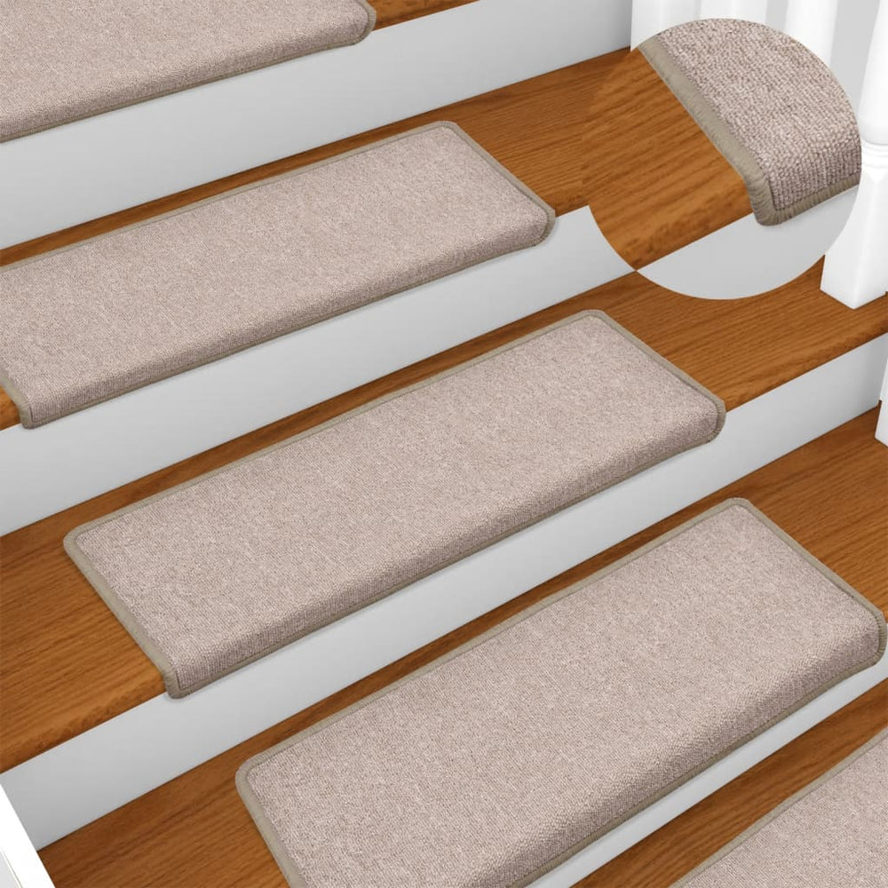 vidaXL Stair Mats 15 pcs 65x21x4 cm Taupe Rectangular Edging