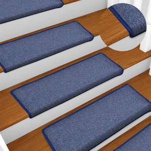vidaXL Stair Mats 15 pcs. 65x21x4 cm Blue Rectangular Edge