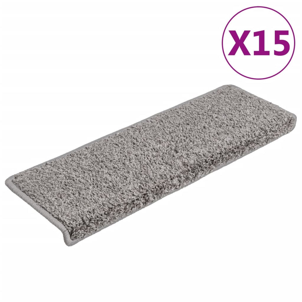 vidaXL Stair Mats 15 pcs. 65x21x4 cm Grey Rectangular Edge