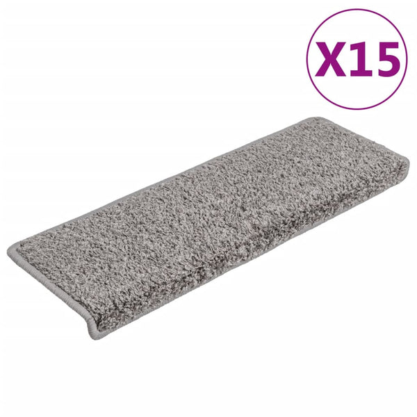 vidaXL Stair Mats 15 pcs. 65x21x4 cm Grey Rectangular Edge