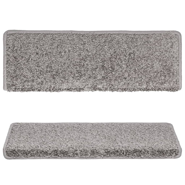 vidaXL Stair Mats 15 pcs. 65x21x4 cm Grey Rectangular Edge