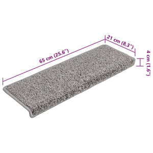 vidaXL Stair Mats 15 pcs. 65x21x4 cm Grey Rectangular Edge
