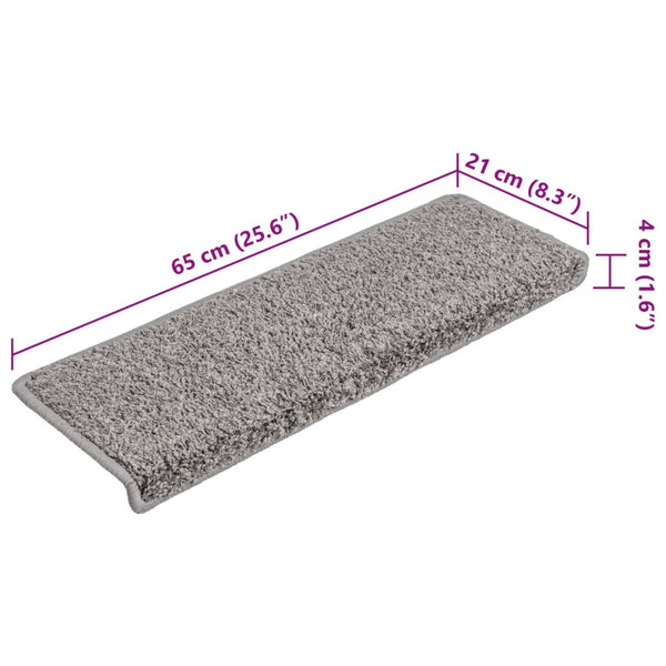 vidaXL Stair Mats 15 pcs. 65x21x4 cm Grey Rectangular Edge