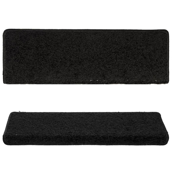 vidaXL Stair Mats 15 pcs. 65x21x4 cm Black Rectangular Edge