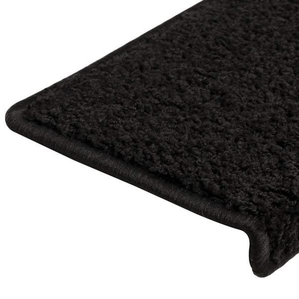 vidaXL Stair Mats 15 pcs. 65x21x4 cm Black Rectangular Edge