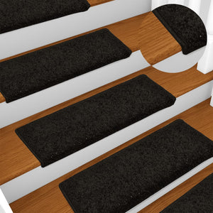 vidaXL Stair Mats 15 pcs. 65x21x4 cm Black Rectangular Edge