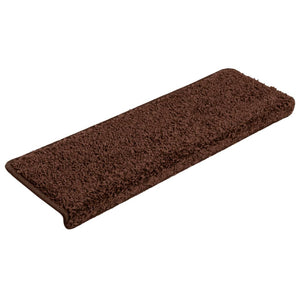 vidaXL Stair Mats 15 pcs. 65x21x4 cm Brown Rectangular Edge